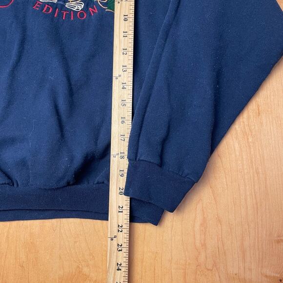Vintage Grandma Edition Extra Small Solid Blue Long Sleeve Crewneck Sweater - Picture 6 of 9